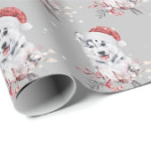 Cadeau Husky de Noël avec papier d'enveloppement de chape (Coin rond)