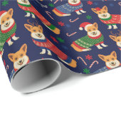 Cadeau I Love Corgis Christmas Sweater Wrapper Papier (Coin rond)
