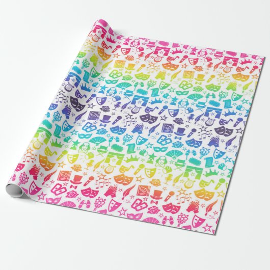 Cadeau Icônes du théâtre enveloppant papier (Déroulé)