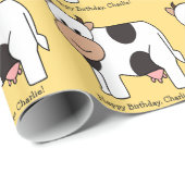Cadeau Illustration de vache papier d'emballage de texte (Coin rond)