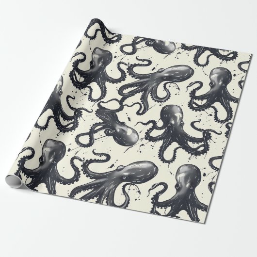 Cadeau Intriguant le papier d'emballage octopi (Déroulé)