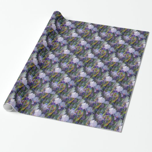Cadeau Iris papier d'enveloppement de jardin à fleurs (Déroulé)