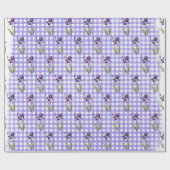 Cadeau Iris violet sur papier d'emballage En vichy (Plat)