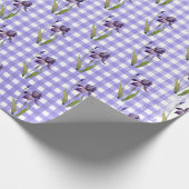 Cadeau Iris violet sur papier d'emballage En vichy (Coin)