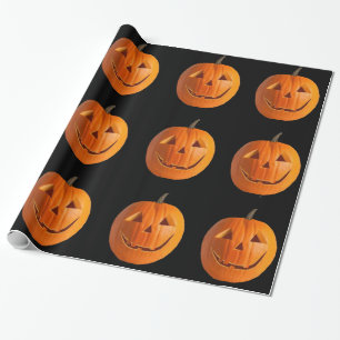 Cadeau Jack-O-Lanterns sur papier d'emballage noir