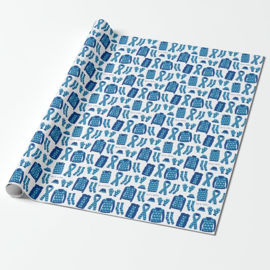 Cadeau Jacquard bleu Motif articles papier d'enveloppemen (Déroulé)