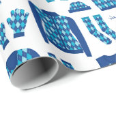 Cadeau Jacquard Bleu Motif Objets Papier d'enveloppement  (Coin rond)