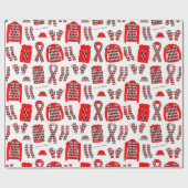 Cadeau Jacquard rouge Motif articles papier d'emballage - (Plat)