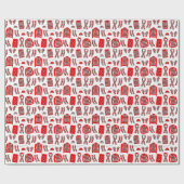 Cadeau Jacquard rouge Motif éléments papier d'enveloppeme (Plat)