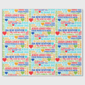 Cadeau Jésus vous aime Langues Envelopper le papier (Plat)
