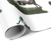 Cadeau Jockey Cheval Saut En Papier Enveloppé Vert (Coin rond)