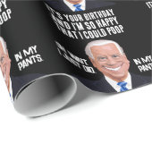 CADEAU JOE BIDEN FUNNY BIRTHDAY POOP WRAPPER PAPIER (Coin rond)