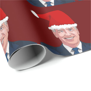 CADEAU JOE BIDEN PORTANT SANTA HAT WRAPPING PAPIER