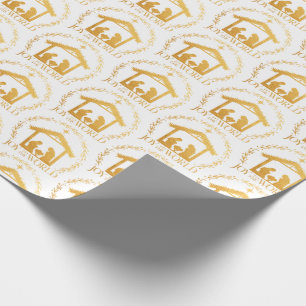 Cadeau Joie au Monde Papier de Noël en Or