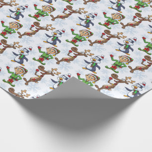 Cadeau Joli Elfes/Amis Papier d'enveloppement de Noël