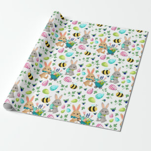 Cadeau Joli lapin de Pâques, oeufs et papier d'emballage