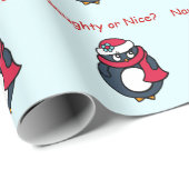 Cadeau Joli Naughty Nice Pingouin Papier d'enveloppement  (Coin rond)