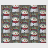 Cadeau Joli Noël Vacances Snowman papier d'enveloppement (Plat)