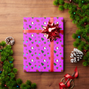 Cadeau Joli papier à envelopper rose de Noël