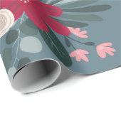 Cadeau Joli papier de Noël floral (Coin rond)