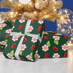 Cadeau Joli papier d'emballage à motif coccinelle et marg