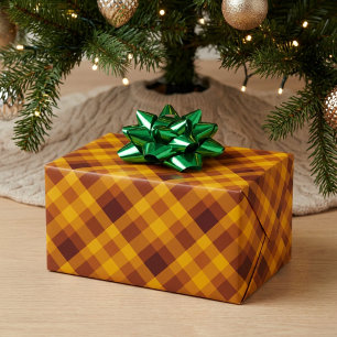 Cadeau Joli papier d'emballage carreau orange citrouille