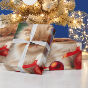 Cadeau Joli papier d'emballage de chat persan de Noël