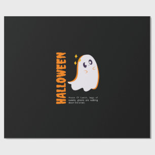 Cadeau Joli papier d'emballage de fantôme d'Halloween - S