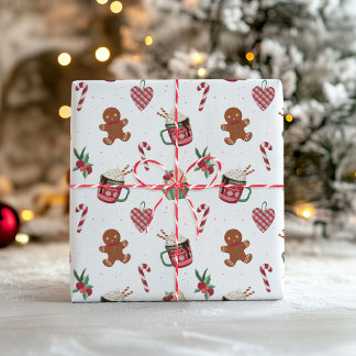 Cadeau Joli papier d'emballage de Noël au gingembre