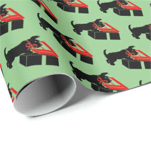 Cadeau Joli papier d'emballage de Noël avec un chien Scot