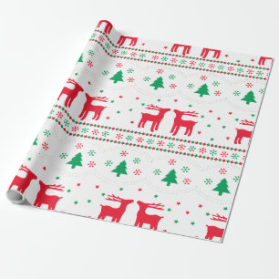 Cadeau Joli papier d'emballage de Noël pour rennes