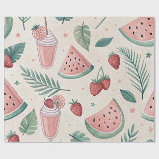 Cadeau Joli papier d'emballage estival