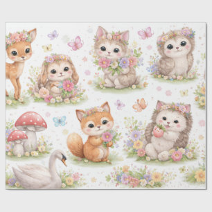 Cadeau Joli papier d'emballage floral pour bébés animaux