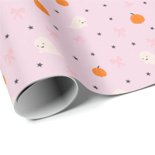 Cadeau Joli papier d'emballage Halloween rose motif fantô