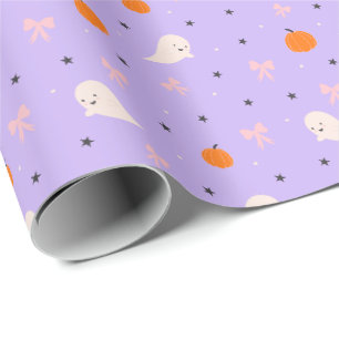 Cadeau Joli papier d'emballage Halloween violet à motif d