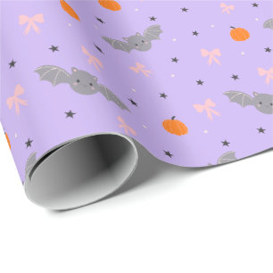 Cadeau Joli papier d'emballage Halloween violet motif cha