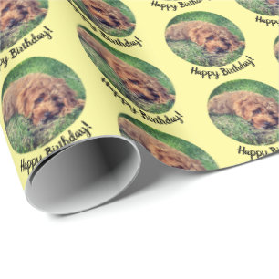 Cadeau Joli papier d'emballage jaune de Golden Doodle