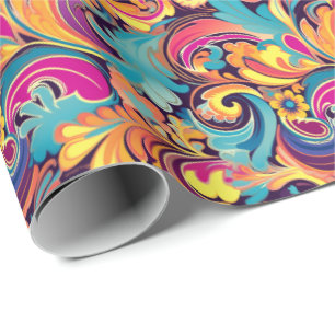 Cadeau Joli papier d'emballage motif carrelé rétro