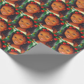 Cadeau Joli papier d'enveloppement de fille noire (Coin)