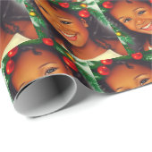 Cadeau Joli papier d'enveloppement de fille noire (Coin rond)