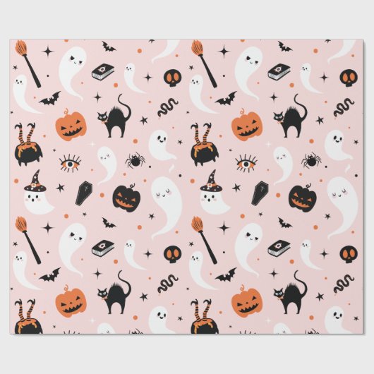 Cadeau Joli papier Halloween rose (Plat)