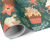 Cadeau Joli papier Motif de Noël (Coin rond)