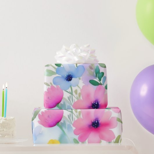Cadeau Jolie fleurs roses Papier à envelopper (Cadeaux de fête)