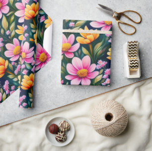 Cadeau Jolie fleurs roses Papier à envelopper