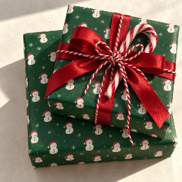 Cadeau Jolis bonshommes de neige Forêt verte Papier cadea