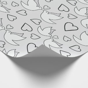 Cadeau Jolis colombes de mariage pour papier de soie gris