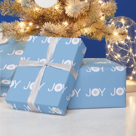 Cadeau Joy Christmas Blue Wrapping Papier (Vacances)