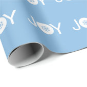 Cadeau Joy Christmas Blue Wrapping Papier (Coin rond)