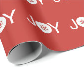 Cadeau Joy Christmas Red Wrapper Papier (Coin rond)