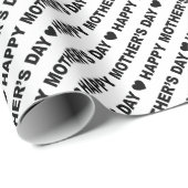 Cadeau Joyeuse fête des mères Noir sur papier blanc (Coin rond)